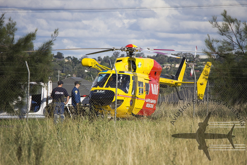 Southern Region SLSA Helicopter Rescue (VH-SLU) MBB-Kawasaki BK-117B-2 at the Riverina Zone Fire Control Centre
