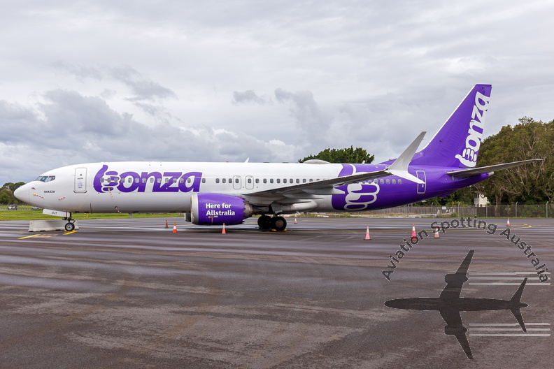 Bonza Airlines (VH-UJT) Boeing 737 MAX 8 parked at Sunshine Coast Airport