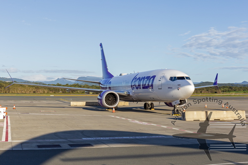 Bonza Airlines (VH-UJK) Boeing 737 MAX 8 parked at Gold Coast Airport