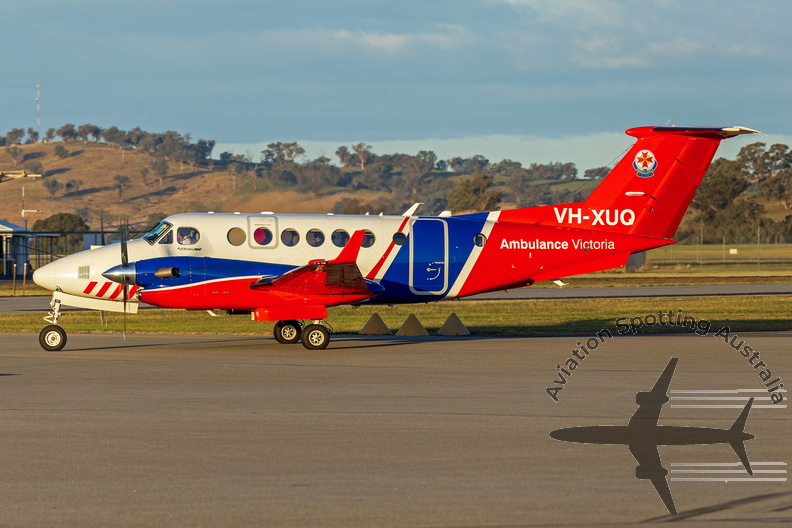 Pel-Air, operated for Ambulance Victoria, (VH-XUQ) Beechcraft B300C King Air 360CER taxiing at Wagga Wagga Airport (5)