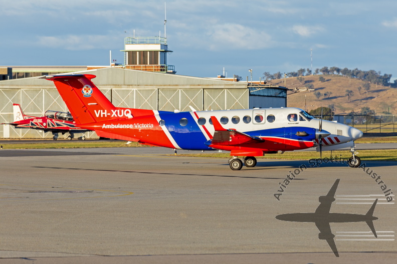 Pel-Air, operated for Ambulance Victoria, (VH-XUQ) Beechcraft B300C King Air 360CER taxiing at Wagga Wagga Airport (2)