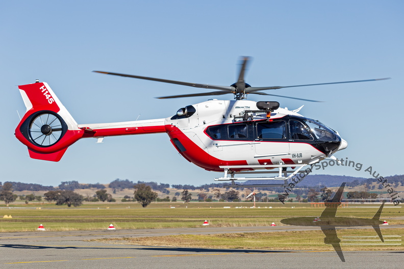 Microflite (VH-8JB) Airbus Helicopters H145 departing Wagga Wagga Airport